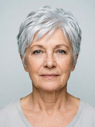 Silver wig on a model